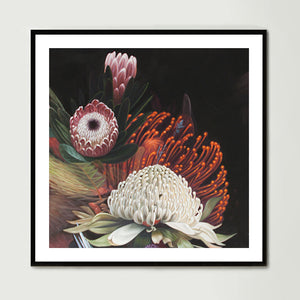 Dark Abstract Native Bouquet 2 (Square) Art Print