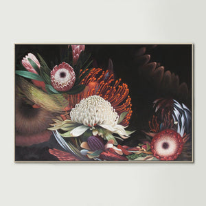 SOLD: Floral Natives, Ex-Rental Original Oil on Canvas Incl. Frame (143x115cm)