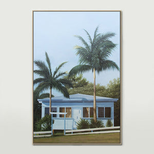 SALE: Beach house, Ex-Rental Original Oil on Canvas Incl. Frame (97x137cm)