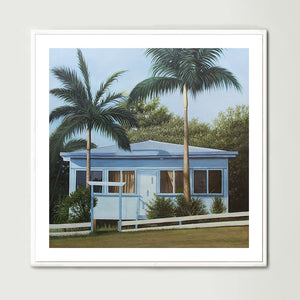 Blue Beach House (Square) Art Print